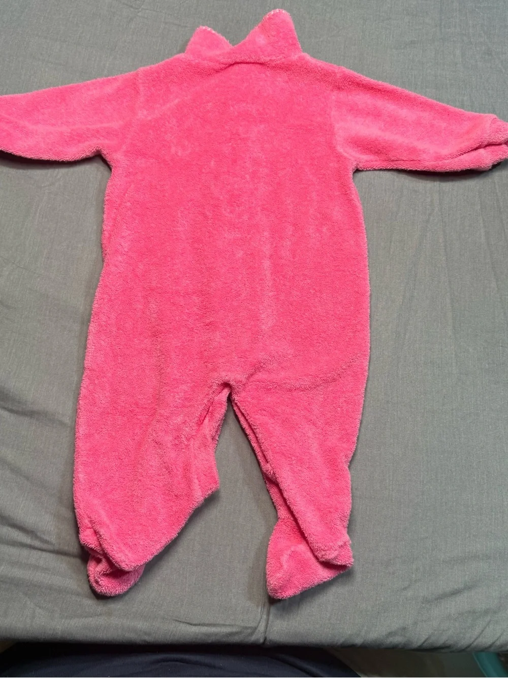Y2K Carter's Bright Pink Plush Footed One-Piece with Yellow Duck & Flower